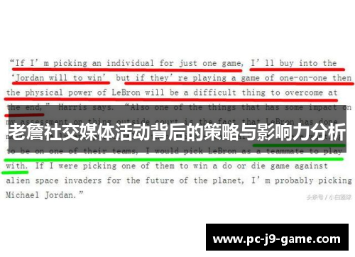 老詹社交媒体活动背后的策略与影响力分析